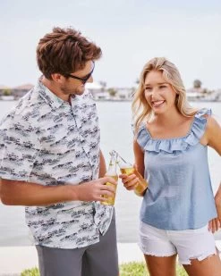 PALMDALE BEACH PRINT SHIRT (FINAL SALE) -Style Vibe Shop 18 Flag Anthem Tampa 2928