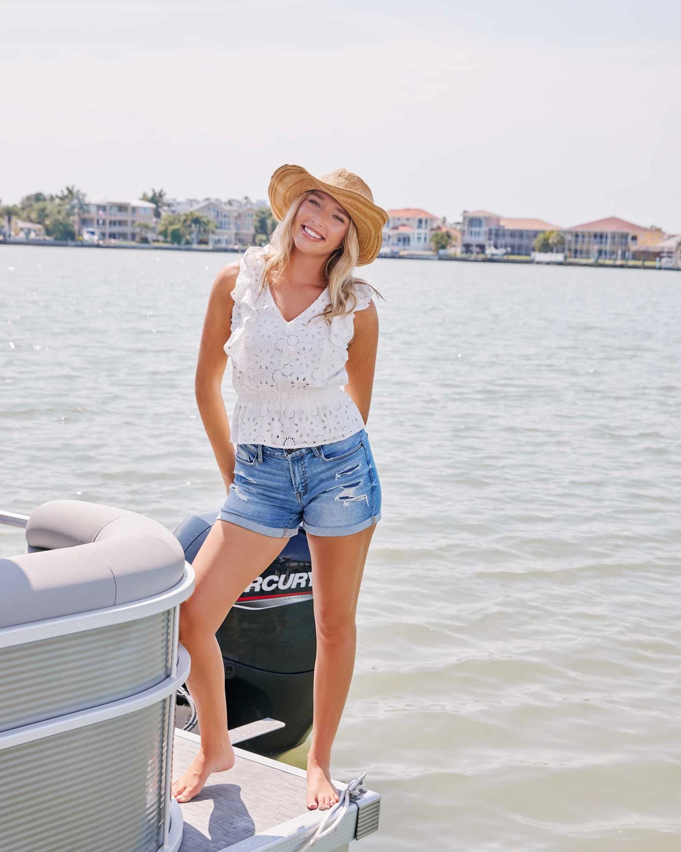 ASHBY EYELET RUFFLED FLUTTER SLEEVE TOP (FINAL SALE) 4 ASHBY EYELET RUFFLED FLUTTER SLEEVE TOP (FINAL SALE) - Image 2