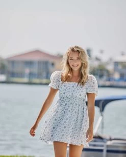 MAYETTA FLORAL PUFF SLEEVE TIE-BACK MINI DRESS