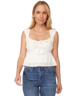 MALLORY EYELET SLEEVELESS PEPLUM TOP (FINAL SALE) -Style Vibe Shop 9588b1fea0accd3fb47b90669c2a4066