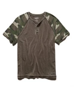 LANEBURG BURNOUT HENLEY (FINAL SALE) -Style Vibe Shop COREKT1046 CAMO TEE 0004 1