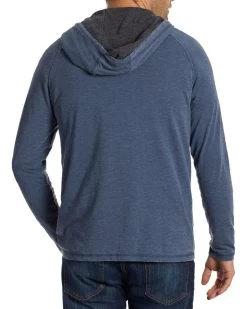 CHATHAM VINTAGE SOFT HOODED HENLEY -Style Vibe Shop COREKT1235 AUSTINVILLE BURNOUT SLUB LS HENLEY HOODIE NAVY 005