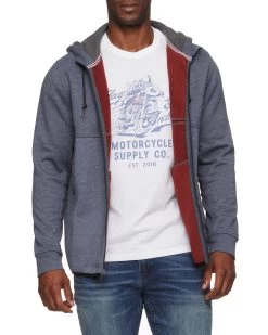 TRENT BLOCKED BONDED FLEECE FULL-ZIP HOODIE 12 TRENT BLOCKED BONDED FLEECE FULL-ZIP HOODIE -Style Vibe Shop COREKT1478 TRENT BLOCKED BONDED FLEECE FULL ZIP HOODED JACKET BLUE COMBO 005