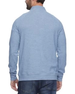 HERO TEXTURED KNIT MINI STRIPE 1/4-SNAP PULLOVER -Style Vibe Shop COREKT1703 HIGHFILL SUPER SOFT MOCKNECK BLUE 564