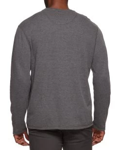 BRIDGEPORT DOUBLE KNIT SLUB HENLEY -Style Vibe Shop COREKT1722 BRIDGEPORT LS DOUBLE FACE SLUB HENLEY GREY 015