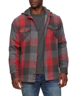 EVANSTON HOODED SHIRT JACKET -Style Vibe Shop COREOW510V EVANSTON THERMAL LINED HOODED SHIRT JACKET RED CHARCOAL 007 ab96b2df b8ce 4d24 89bd 9d1cde29716f