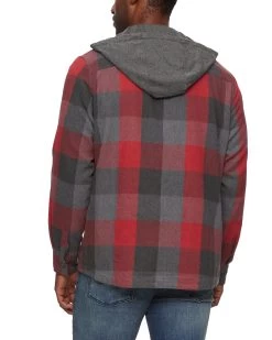 EVANSTON HOODED SHIRT JACKET -Style Vibe Shop COREOW510V EVANSTON THERMAL LINED HOODED SHIRT JACKET RED CHARCOAL 032 6cae885f 5f05 4c2b 8bd2 a39124aef574