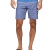 LARGO CROSSHATCH PACKABLE BOARD SHORT - 8" INSEAM (FINAL SALE) -Style Vibe Shop CORESH046 LARGO BLOCKED BOARD SHORT BLUE CORAL 009