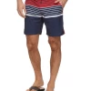 LAUDERDALE SWIM SHORT - 8" INSEAM (FINAL SALE) -Style Vibe Shop CORESH152 LAUDERDALE 8 HORIZONTAL STRIPE BOARD SHORT RED WHITE BLUE 005 1