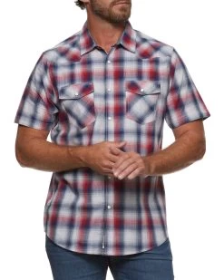 TOWSON WESTERN SHIRT -Style Vibe Shop COREWS1154V NAVY RED WHITE 006