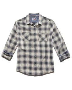 ALBEE TEXTURED SHIRT -Style Vibe Shop DS FA20WS232 ALBEE LS DOUBLE POCKET SHIRT CREAM SLATE BLACK 006