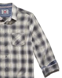 ALBEE TEXTURED SHIRT -Style Vibe Shop DS FA20WS232 ALBEsE LS DOUBLE POCKET SHIRT CREAM SLATE BLACK 006