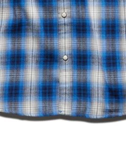 FRANKLIN VINTAGE WASHED WESTERN FLANNEL SHIRT -Style Vibe Shop DS FA21WS177 FRANKLIN LS WESTERN SHIRT NAVY GREY WHITE 002