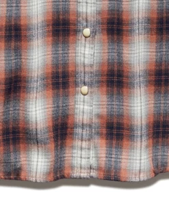 FRANKLIN VINTAGE SOFT WESTERN FLANNEL SHIRT 11 FRANKLIN VINTAGE SOFT WESTERN FLANNEL SHIRT -Style Vibe Shop DS FA22WS1128W FRANKLeIN LS FLANNEL WESTERN FLANNEL SHIRT WHITE NAVY ORANGE 005