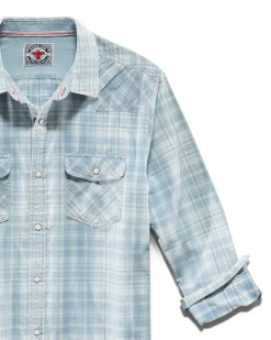 SALIDA VINTAGE WASHED CORDUROY SHIRT -Style Vibe Shop DS FA22WS829 SALIDA LS VINTsAGE WASH CORDUROY SHIRT LIGHT BLUE WHITE 026