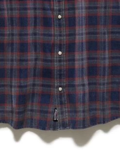 MAYBROOK VINTAGE WASHED WESTERN SHIRT -Style Vibe Shop DS FA23WS1598 MAYBROOKK LS VINTAGE WASH WESTERN SHIRT NAVY CHARCOAL RED 008