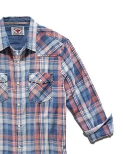 WINCHESTER VINTAGE WASHED WESTERN SHIRT 10 WINCHESTER VINTAGE WASHED WESTERN SHIRT -Style Vibe Shop DS HO22WS808 WIINCHESTER LS VINTAGE WASH WESTERN SHIRT RED NAVY WHITE 005