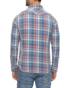 WINCHESTER VINTAGE WASHED WESTERN SHIRT 9 WINCHESTER VINTAGE WASHED WESTERN SHIRT -Style Vibe Shop DS HO22WS808 WINCHESTER LS VINTAGE WASH WESTERN SHIRT RED NAVY WHITE 005 1