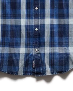 ALPINE VINTAGE WASHED WESTERN SHIRT (FINAL SALE) -Style Vibe Shop DS SM21WS04s8 DANDRIDsGE SS WESTERN VINTAGE WASH SHIRT INDIGO WHITE 034