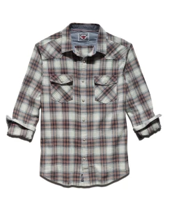 LANDRUM VINTAGE WASHED WESTERN SHIRT -Style Vibe Shop DS SM22WS029 LANDRUM LS VINTAGE WASH WESTERN SHIRT RED NAVY WHITE 003 1