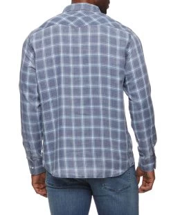HARRISON VINTAGE SOFT WESTERN SHIRT 13 HARRISON VINTAGE SOFT WESTERN SHIRT -Style Vibe Shop DS SM22WS731 HARRISON LS VINTAGE WASH WESTERN SHIRT NAVY AQUA 010