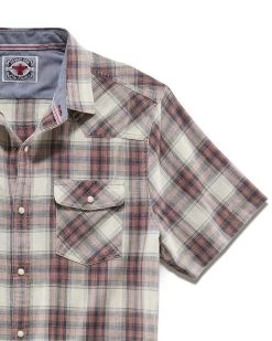LANDRUM VINTAGE WASHED SS WESTERN SHIRT -Style Vibe Shop DS SM23WS1360 LANDRUM SS VINTAGE WASH WESTERN SHIRT RED CREAM 006 71fa4b8a d7e1 4b08 93c5 bd82a8afb70a