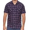 FOWLER VINTAGE WASHED SS WESTERN SHIRT -Style Vibe Shop DS SM23WS1514 RED NAVY 552