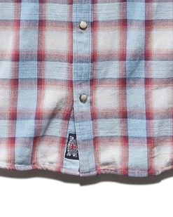 TIFTON WESTERN SHIRT -Style Vibe Shop DS SP22WS072 TIFTON SS DOUBBLE POCKET WESTERN SHIRT RED WHITE BLUE 005
