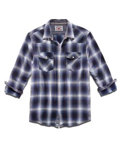 ARLINGTON VINTAGE WASHED WESTERN SHIRT 11 ARLINGTON VINTAGE WASHED WESTERN SHIRT -Style Vibe Shop DS SP22WS084 ARLINGTON LS VINTAGE WASH HERRINGBONE WESTERN SHIRT NAVY WHITE 006 1