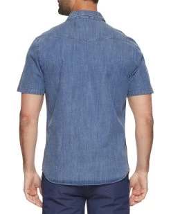 CROSSVILLE CHAMBRAY STRETCH WESTERN SHIRT (FINAL SALE) -Style Vibe Shop DS SP22WS140 CROSSVILLE SS STRETCH CHAMBRAY WESTERN SHIRT MEDIUM WASH 009