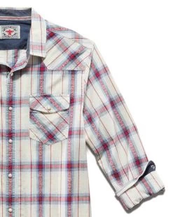 BAINBRIDGE VINTAGE WASHED WESTERN SHIRT -Style Vibe Shop DS SP23WS1087 BAINBRIDGE LS VINTAGE WASH WESTERN SHIRT RED WHITE NAVY 002 7a99a8f4 e8c6 4379 b100 9818ccbbf5e1