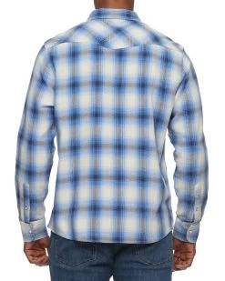 FINDLAY VINTAGE WASHED WESTERN SHIRT -Style Vibe Shop DS SP23WS1164 FINDLAY LS VINTAGE WASH WESTERN SHIRT BLUE BLACK WHITE 965