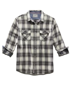 ALMA VINTAGE WASHED FLANNEL SHIRT -Style Vibe Shop FA21WS046V ALMA LS VINTAGE WASH WESTERN FLANNEL SHIRT CREAM CHARCOAL 011