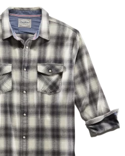 ALMA VINTAGE WASHED FLANNEL SHIRT -Style Vibe Shop FA21WS046Vs ALMA LS VINTAGE WASH WESTERN FLANNEL SHIRT CREAM CHARCOAL 011