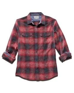 WHEATLAND FLANNEL SHIRT -Style Vibe Shop FA21WS180 WHEATLAND LS DOUBLE POCKET STRETCH FLANNEL SHIRT RED CHARCOAL 007
