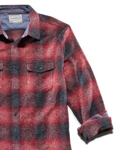 WHEATLAND FLANNEL SHIRT -Style Vibe Shop FA21WS180 WHEAsTLAND LS DOUBLE POCKET STRETCH FLANNEL SHIRT RED CHARCOAL 007