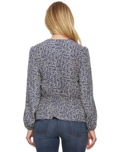 HYANNIS WRAP-FRONT PEASANT TOP -Style Vibe Shop FA22BL1062W CREAM ANVY 019