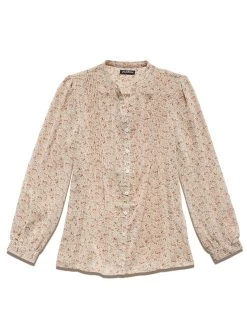 Style Vibe Shop -Style Vibe Shop FA22BL1073W DANBURY LS PINTUCK TOP CREAM MULTI 009