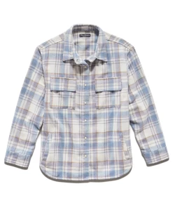 FLORENCE FLANNEL SHIRT JACKET -Style Vibe Shop FA22OW1031W FLORENCE FLANNEL SHIRT JACKET WHITE BLUE 004