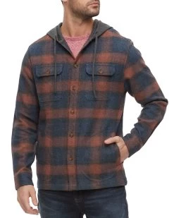 ROCKINGHAM HOODED SHIRT JACKET -Style Vibe Shop FA22OW801 BROWN 013