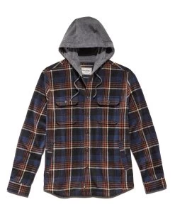 SUMMIT HOODED SHIRT JACKET -Style Vibe Shop FA22OW882 SUMMIT HOODED SHIRT JACKET NAVY RUST 015