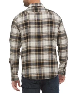 ESPARTO HERRINGBONE FLANNEL SHIRT -Style Vibe Shop FA22WS1001 BLACK CREAM TAN 008
