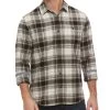 ESPARTO HERRINGBONE FLANNEL SHIRT -Style Vibe Shop FA22WS1001 BLACK CREAM TAN 020