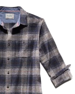 LINDEN HERRINGBONE FLANNEL SHIRT 10 LINDEN HERRINGBONE FLANNEL SHIRT -Style Vibe Shop FA22WS213 LINDEN LS HrERRINGBONE FLANNEL SHIRT NAVY GREY 007
