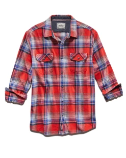 CONROE FLANNEL SHIRT -Style Vibe Shop FA22WS824 CONROE LS DOUBLE POCKET FLANNEL SHIRT RED BLUE WHITE 003