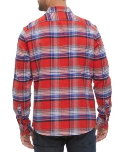 CONROE FLANNEL SHIRT -Style Vibe Shop FA22WS824 RED BLUE WHITE 007