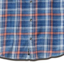 WOODWAY VINTAGE WASHED SHIRT -Style Vibe Shop FA22WS834 WOODdWAY LS VINTAGE WASH SHIRT NAVY ORANGE BLUE 003