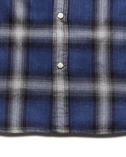 MOORES VINTAGE WASHED WESTERN SHIRT -Style Vibe Shop FA22WSs831 MOORES LS VINTAGE WASH WESTERN SHIRT NAVY BLACK CHARCOAL 007