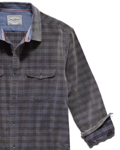 HERALD VINTAGE WASHED CORDUROY SHIRT -Style Vibe Shop FA22WWS851 HERALD LS VINTAGE WASH CORDUROY SHIRT NAVY BROWN RED 008