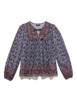 HOLLINS FLORAL PRINT PEEKABOO PEASANT TOP 6 HOLLINS FLORAL PRINT PEEKABOO PEASANT TOP -Style Vibe Shop FA23BL4057W HOLLINS LS FRONT TIE FLORAL PEASANT TOP WOMENS BLOUSES 004